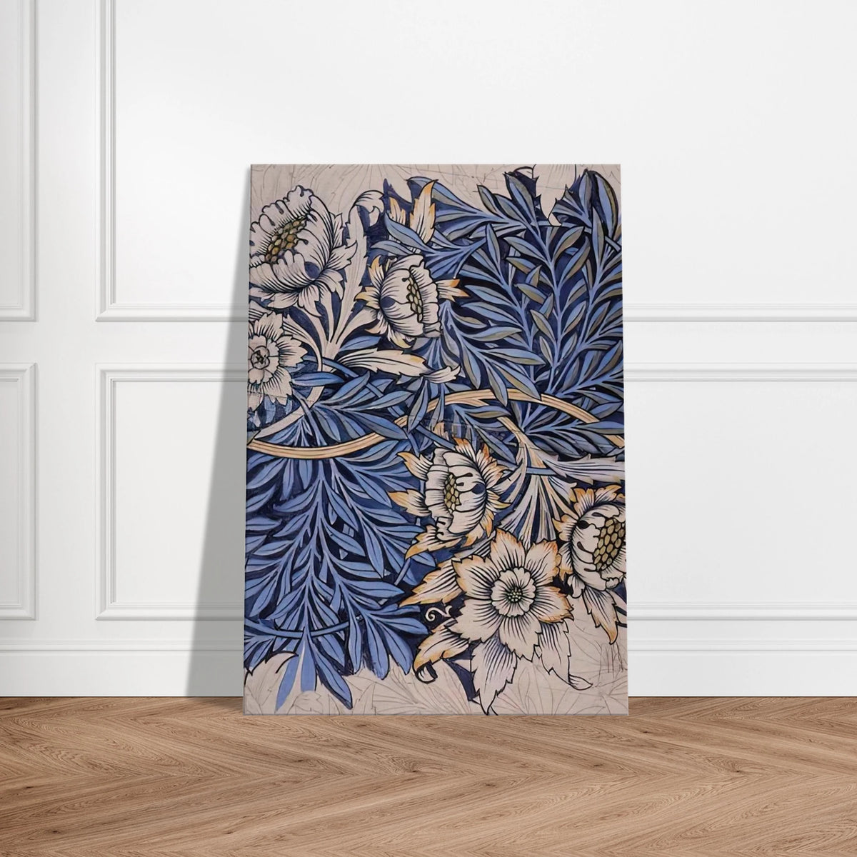 DESIGN FOR TULIP AND WILLOW INDIGO DISCHARGE WOOD BLOCK PRINTED FABRIC 1873 Canvas | William Morris Canvas | William Morris Print