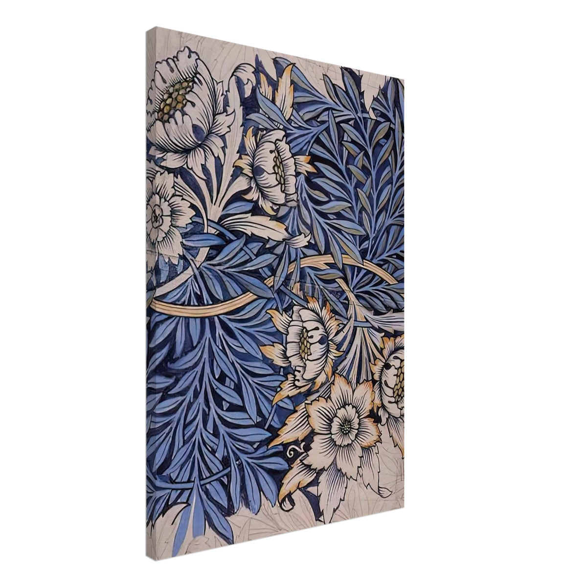 DESIGN FOR TULIP AND WILLOW INDIGO DISCHARGE WOOD BLOCK PRINTED FABRIC 1873 Canvas | William Morris Canvas | William Morris Print