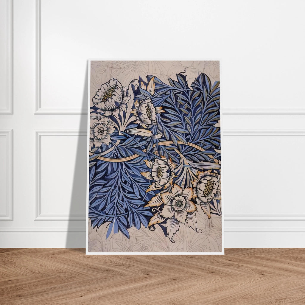 DESIGN FOR TULIP AND WILLOW INDIGO DISCHARGE WOOD BLOCK PRINTED FABRIC 1873 Framed Poster | William Morris Framed Prints Wall Art | William Morris Print