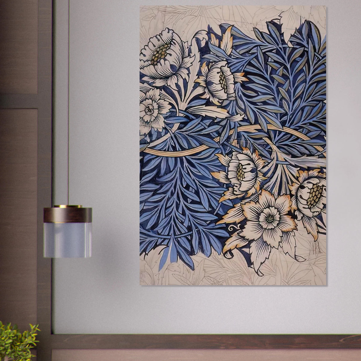 DESIGN FOR TULIP AND WILLOW INDIGO DISCHARGE WOOD BLOCK PRINTED FABRIC 1873 Poster | William Morris Poster | William Morris Print