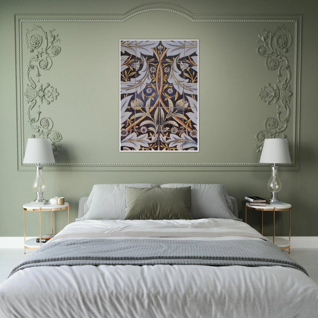 PANEL OF CERAMIC TILES DESIGNED BY MORRIS AND PRODUCED BY WILLIAM DE MORGAN 1876 Framed Poster | William Morris Framed Prints Wall Art | William Morris Print