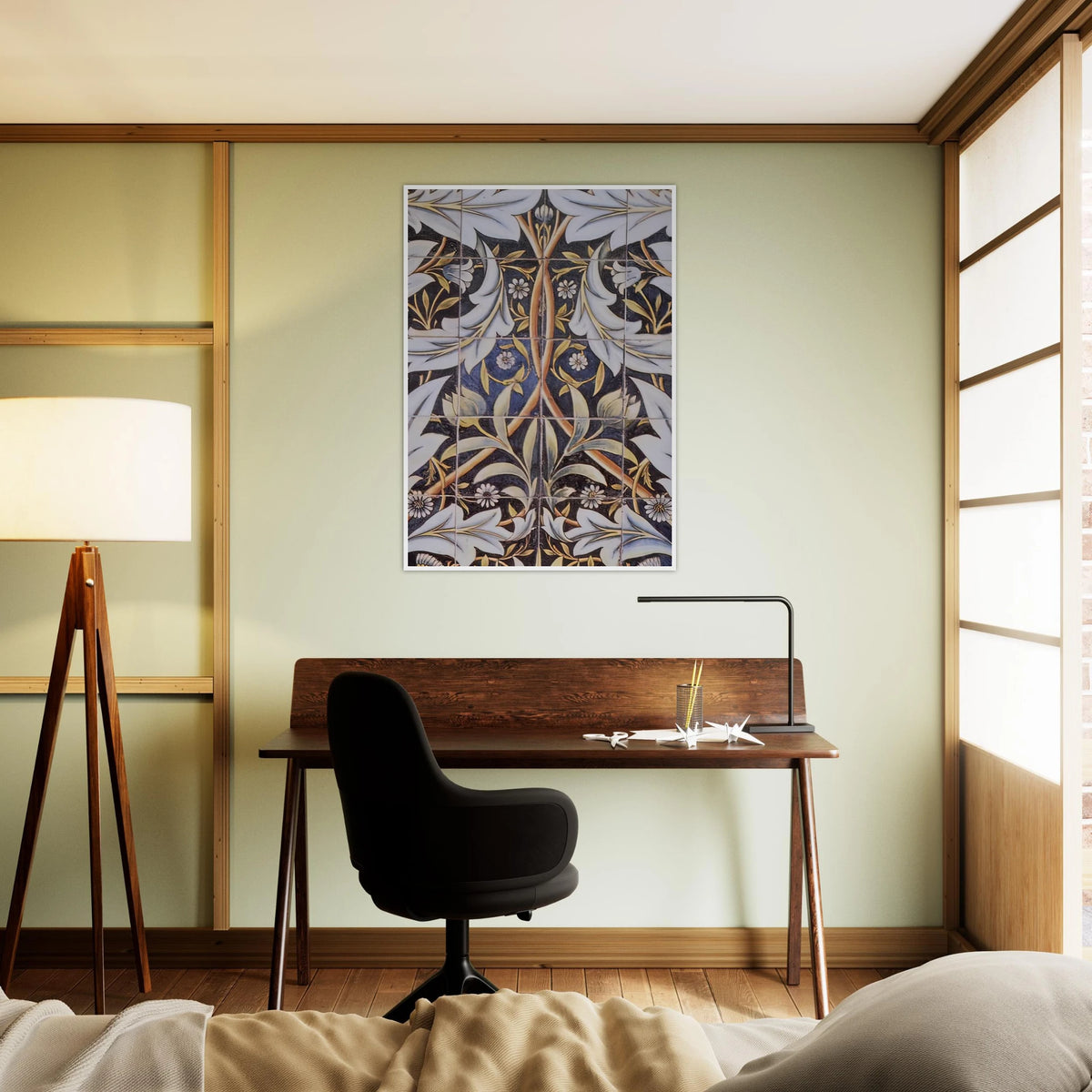 PANEL OF CERAMIC TILES DESIGNED BY MORRIS AND PRODUCED BY WILLIAM DE MORGAN 1876 Framed Poster | William Morris Framed Prints Wall Art | William Morris Print