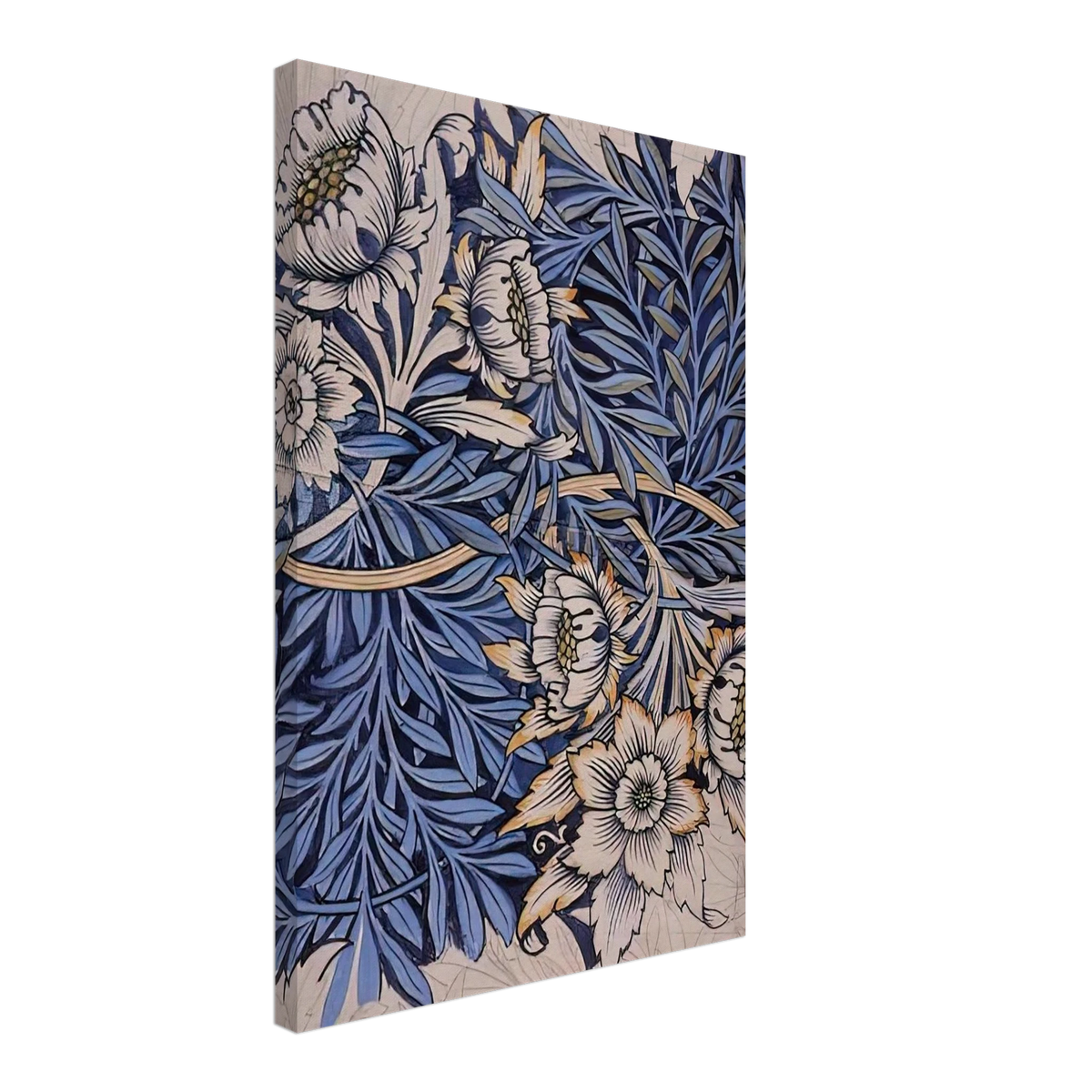 DESIGN FOR TULIP AND WILLOW INDIGO DISCHARGE WOOD BLOCK PRINTED FABRIC 1873 Canvas | William Morris Canvas | William Morris Print