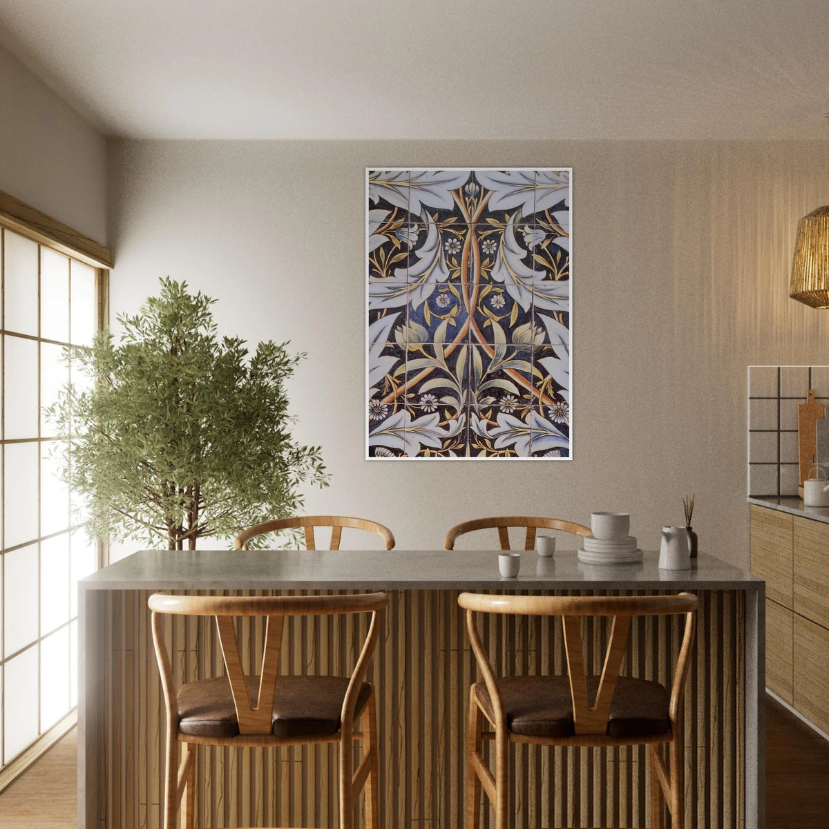 PANEL OF CERAMIC TILES DESIGNED BY MORRIS AND PRODUCED BY WILLIAM DE MORGAN 1876 Framed Poster | William Morris Framed Prints Wall Art | William Morris Print