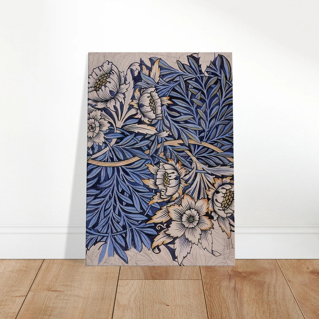 DESIGN FOR TULIP AND WILLOW INDIGO DISCHARGE WOOD BLOCK PRINTED FABRIC 1873 Canvas | William Morris Canvas | William Morris Print