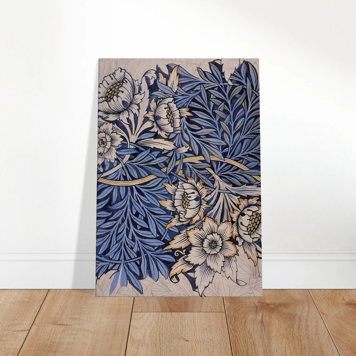 DESIGN FOR TULIP AND WILLOW INDIGO DISCHARGE WOOD BLOCK PRINTED FABRIC 1873 Canvas | William Morris Canvas | William Morris Print