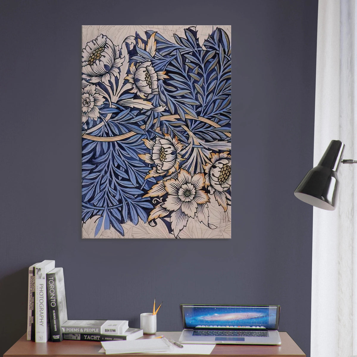 DESIGN FOR TULIP AND WILLOW INDIGO DISCHARGE WOOD BLOCK PRINTED FABRIC 1873 Canvas | William Morris Canvas | William Morris Print