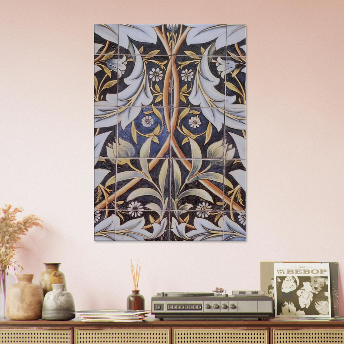 PANEL OF CERAMIC TILES DESIGNED BY MORRIS AND PRODUCED BY WILLIAM DE MORGAN 1876 Canvas | William Morris Canvas | William Morris Print