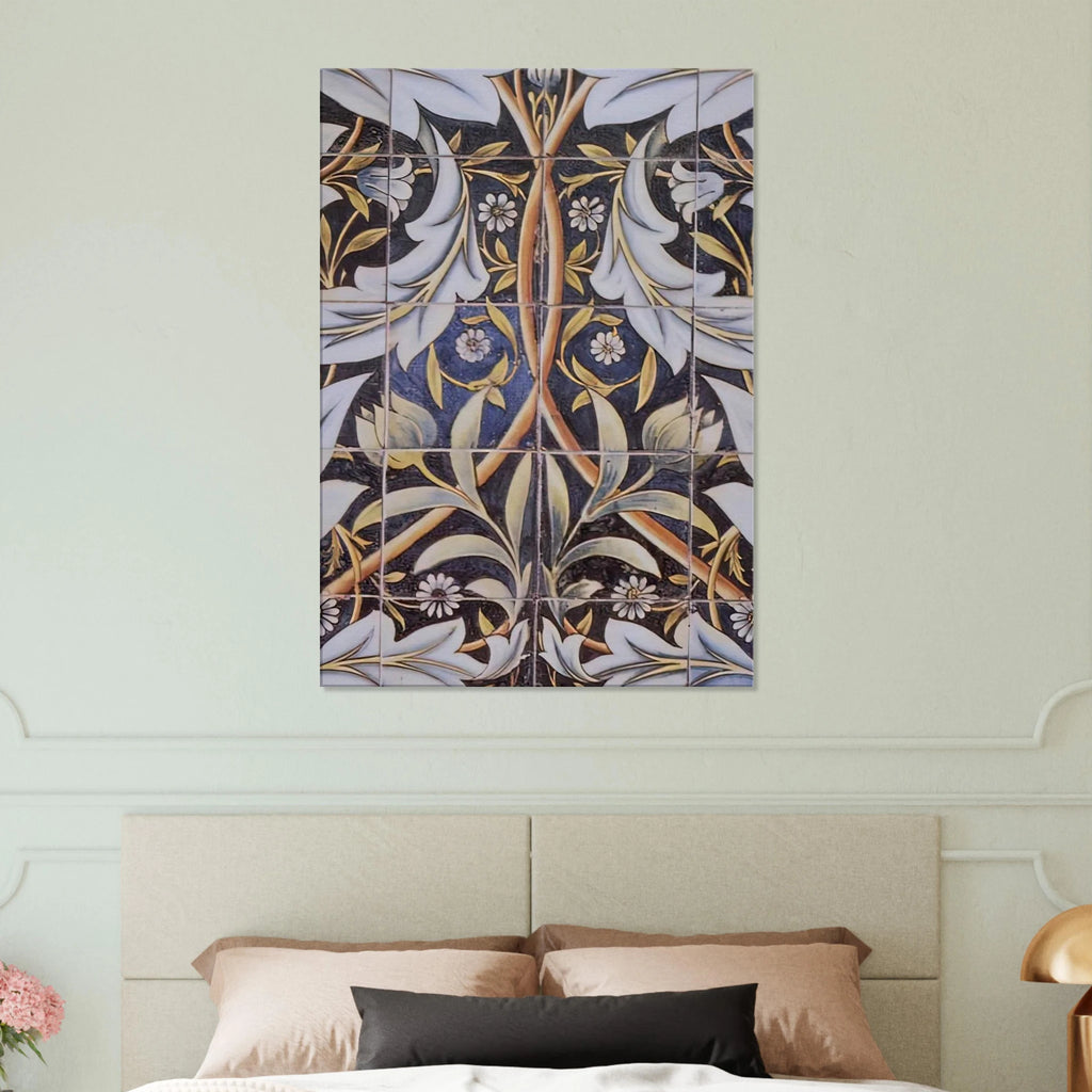 PANEL OF CERAMIC TILES DESIGNED BY MORRIS AND PRODUCED BY WILLIAM DE MORGAN 1876 Canvas | William Morris Canvas | William Morris Print