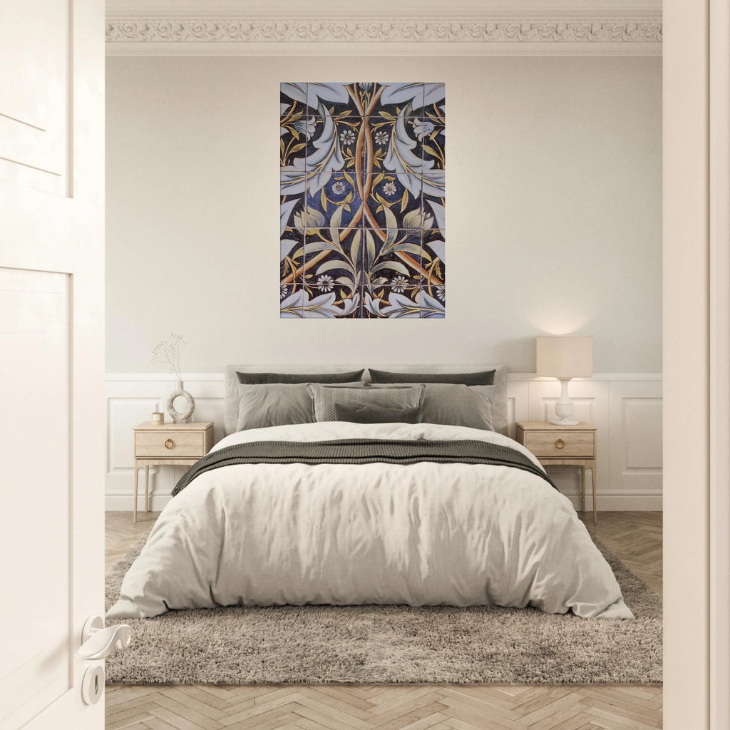 PANEL OF CERAMIC TILES DESIGNED BY MORRIS AND PRODUCED BY WILLIAM DE MORGAN 1876 Canvas | William Morris Canvas | William Morris Print